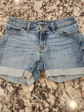 GAP 1969 Women's Size 0/25 R Blue Denim Sexy Boyfriend Shorts Rolled Cuff EUC